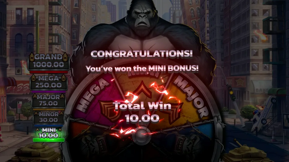 Primal Rampage slot game featuring a giant gorilla in a jungle setting